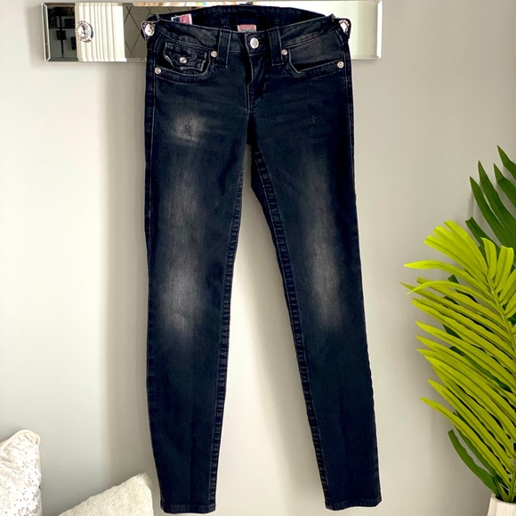 True Religion Black Stone Wash with Crystal Details - Picture 4 of 7